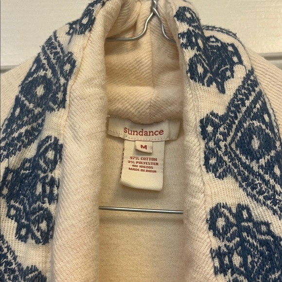 Sundance Cream Open-Front Cardigan Jacket with Red & Blue Pattern - Picture 2 of 13